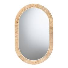 Oval Natural Rattan Framed Mirror