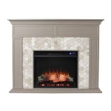 Torlington Marble Tiled Touch Screen Electric Fireplace Gray