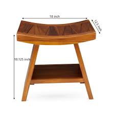 Buy Teak Shower Stool Bench With Shelf