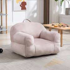 25 6 In Kid S Lazy Sofa Velvet Fabric Memory Sponge Stuffed Bean Bag Chair For Children Pink