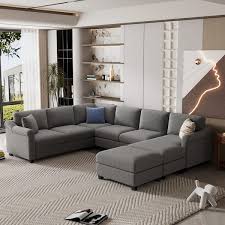 U Shaped Velvet Sectional Sofa