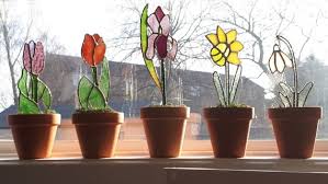 Stained Glass Flowers Snowdrop Tulip