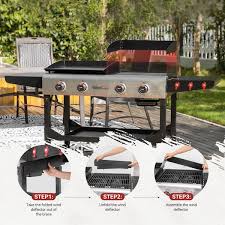Royal Gourmet Gas 4 Burner Portable Flat Top Grill And Griddle Combo With Folding Legs 48 000 Btu For Outdoor Cooking Gd403