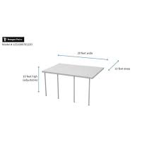 20 Ft X 12 Ft White Aluminum Attached Solid Patio Cover With 4 Posts 10 Lbs Live Load