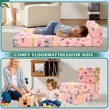 Folding Sofa Bed Floor Mattress For Kids 3 In 1 Folding Foam Mattress Kid Fold Up Sofa Futon Chair Bed Pink Cushion