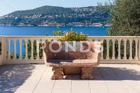 Stone Bench On The Terrace Stock