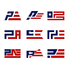 Vector Set Of American Flag With Letter