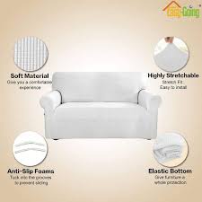 Dyiom Stretch 4 Seater Sofa Slipcover 1 Piece Sofa Cover Furniture Protector Couch Soft With Elastic Bottom Snow White