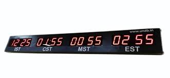 Black Multi Time Zone Digital Clock At