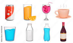 Drinks 3d Icon Set Beverages Soda