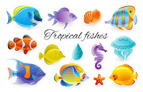 Tropical Fish Set Aquarium Sea Icon