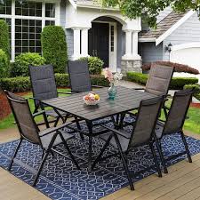 Phi Villa 7 Piece Metal Slat Table