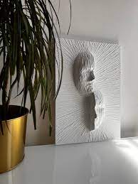 3d Faces Sculpture Plaster Art Textured