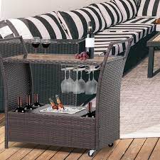 Mirafit Rectangle Wicker Height 36 In Outdoor Bistro Bar Serving Cart With Wheels Table