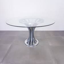 Vintage Glass Chrome Dining Table