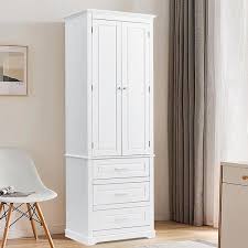 White Linen Cabinet With 3 Drawers