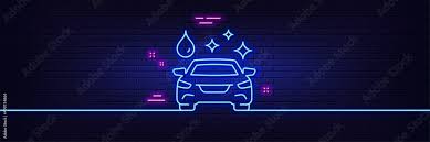 Neon Light Glow Effect Car Wash Line