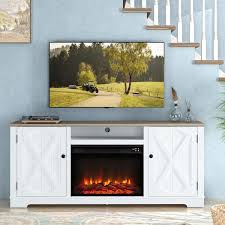Festivo 70 Farmhouse 30 High Tv Stand With Fireplace Fits Up To 75 Tv In White Mathis Home