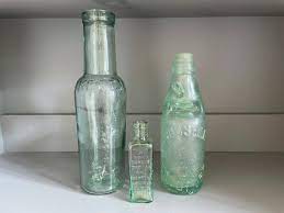 Antique Aqua Glass Bottles Collectible