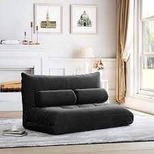 2 Pillows Adjustable Folding Futon Sofa
