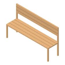 Vector Wooden Bench Icon Isometric