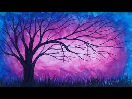 Tree Silhouette Watercolor Painting