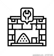 Fireplace Repair Line Icon Vector