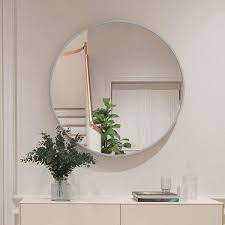 Seafuloy Round Wall Mirror Metal Frame Circle Mirror For Bedroom Bathroom Entryway Wall Decor 32 In W X 32 In H Silver