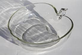 Apple Shaped Clear Glass Salad Bowl Or