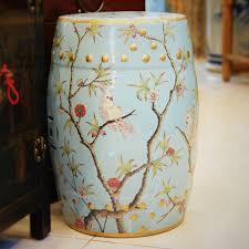 Parrot Garden Stool With Gold Trim