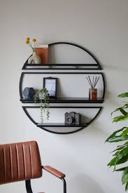 Buy Black Round 3 Tier Wall Shelf From