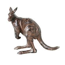 Cast Iron Kangaroo Figurine Garden Decor