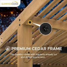 Summercove 10 Ft X 11 Ft Cedar Wood Framed Hot Tub Pergola