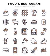 Food And Restaurant Two Color Icons