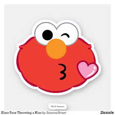 Elmo Face Throwing A Kiss Sticker