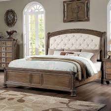 Furniture Of America Racha Transitional Wood Tufted Queen Bed In Natural Tone Idf 7145q
