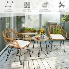 Clihome 3 Piece Wicker Outdoor Patio