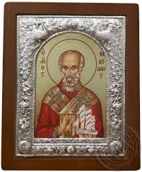 Saint Nicholas With Boat Silver Icon