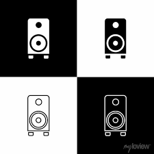 Set Stereo Speaker Icon Isolated On
