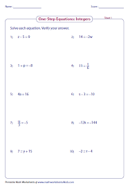 Step Equations Algebra Worksheets