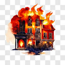 Ilration Of A House On Fire Png