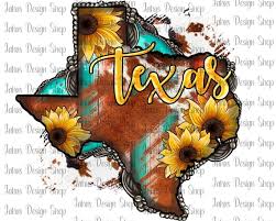 Cowhide Sunflower Texas Map Gemstone