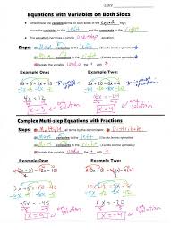 Math 8 Equations Variables On Both Sides