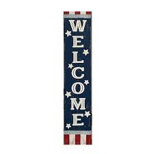 July Americana Welcome Wood Porch Sign
