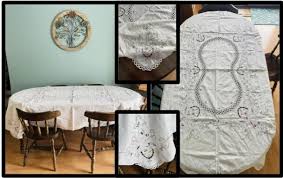 Vintage 83 X 65 White Ivory Lace