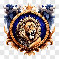Lion In Ornate Frame With Blue