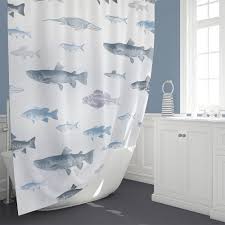 Fish Bathroom Decor Gray Shower Curtain