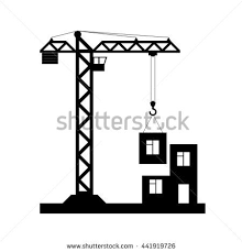 Building Tower Crane Icon Flat Design