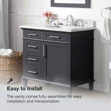Home Decorators Collection Sonoma 36 In W X 22 In D Bath Vanity In Dark Charcoal With Carrara Marble Top With White Sinks