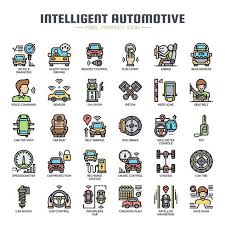 Inteligent Automotive Thin Line Icons